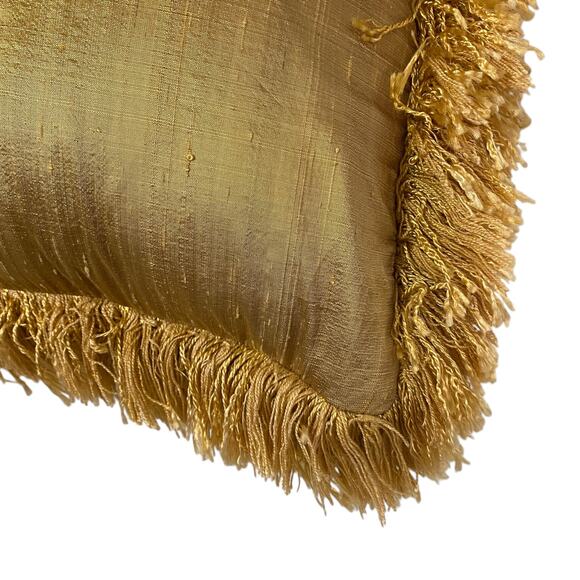 Newport Raw Silk Decorative Pillow with Fringe - Picture 5 of 10